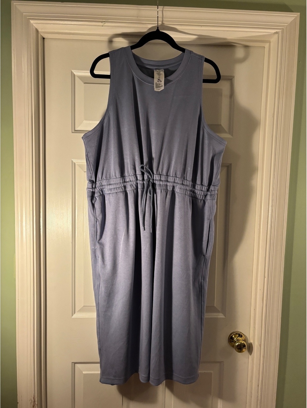 SERRA Soft Midi Dress XL 16-18 Light Blue Sleeveless Cotton-Polyester Blend